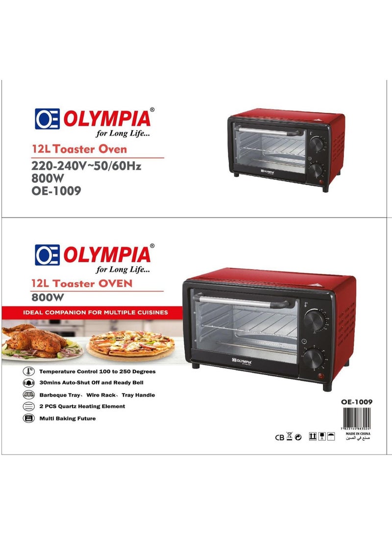 Olympia فرن توستر أوليمبيا OE-1009 سعة 12 لتر 800 واط فرن خبز متعدد الوظائف مع مؤقت ورف سلكي - Image 4